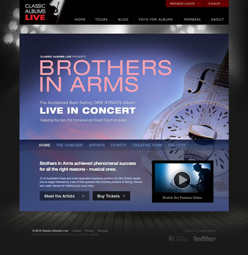 Tour sub site homepage