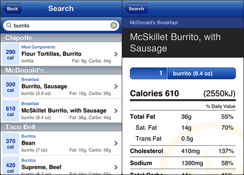 CalorieKing Calorie Counter App Screenshots