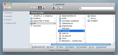 Finder column view showing nested directories